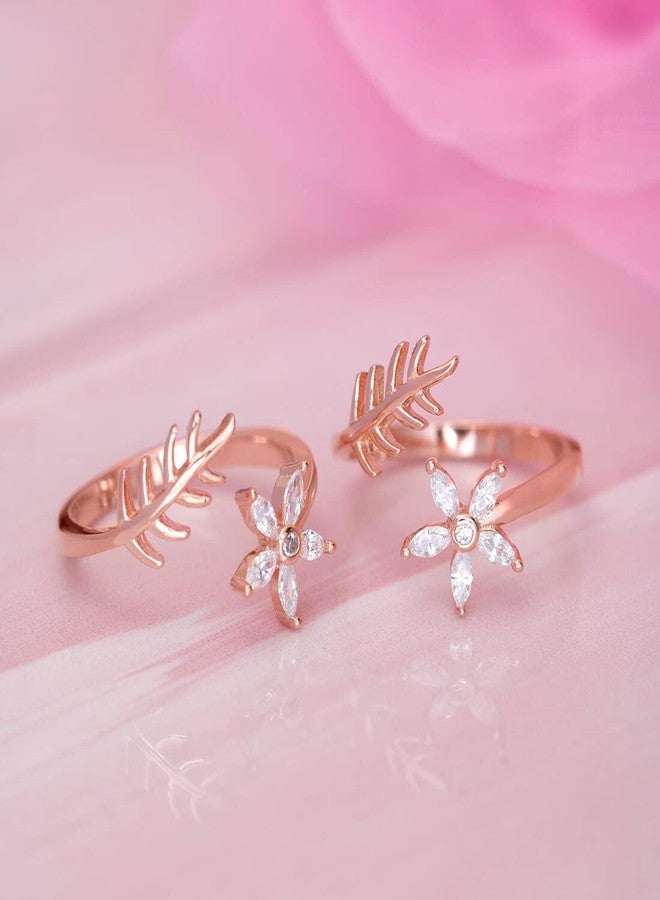 ZAVYA 925 Sterling Silver Rose Gold Plated Designer Toe Ring Pair for Women | Stylish Silver Jewellery | With Certificate of Authenticity and 925 Hallmark - Image 2
