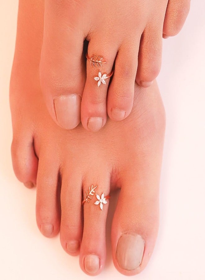 ZAVYA 925 Sterling Silver Rose Gold Plated Designer Toe Ring Pair for Women | Stylish Silver Jewellery | With Certificate of Authenticity and 925 Hallmark - Image 3