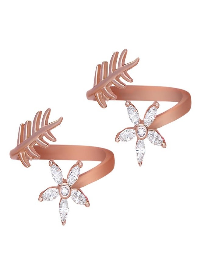 ZAVYA 925 Sterling Silver Rose Gold Plated Designer Toe Ring Pair for Women | Stylish Silver Jewellery | With Certificate of Authenticity and 925 Hallmark - Image 1