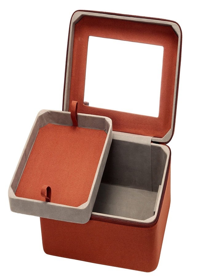 Fadak Vanity Organiser for Women Makeup Box for All Cosmetic and Jewellery Item with Polyster Fabrics (Khaki) - Image 2
