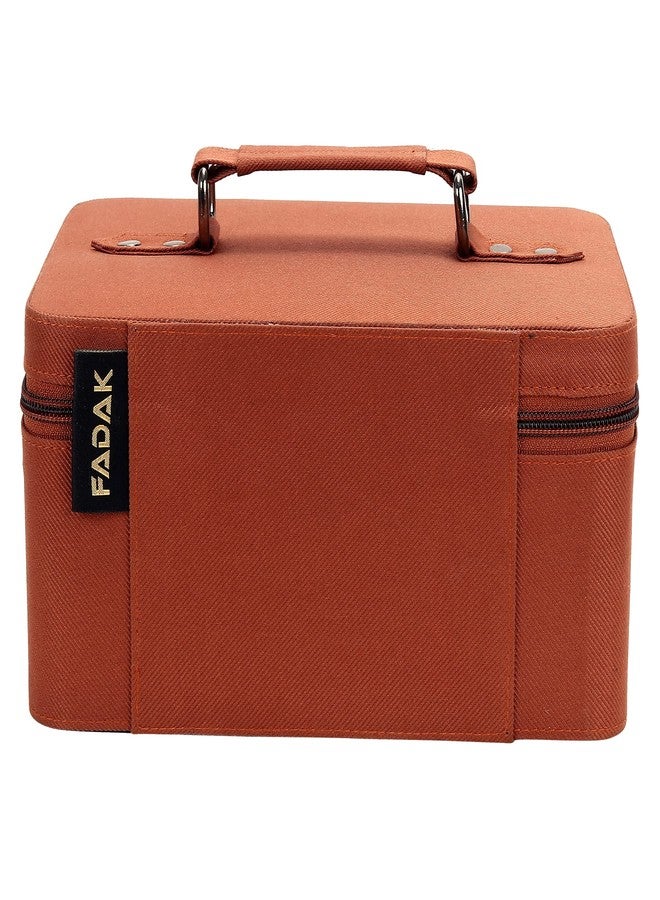 Fadak Vanity Organiser for Women Makeup Box for All Cosmetic and Jewellery Item with Polyster Fabrics (Khaki) - Image 4