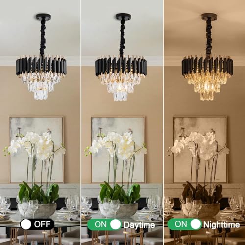Desidiya Modern Crystal Chandelier 150watt Decorative Pendant Crystal Jhumar | for Home| Chandelier for Restaurant | Jhoomar for Hotel | Light Fixture (Black Indian, 400MM) - Image 5
