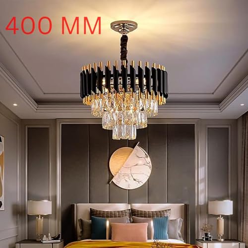 Desidiya Modern Crystal Chandelier 150watt Decorative Pendant Crystal Jhumar | for Home| Chandelier for Restaurant | Jhoomar for Hotel | Light Fixture (Black Indian, 400MM) - Image 3