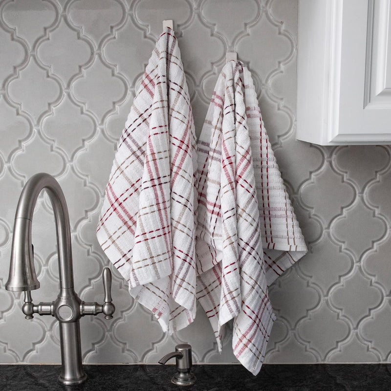 Ritz Royale Collection 100% Combed Terry Cotton, Highly Absorbent, Oversized Kitchen Towel Set, 28" x 18", 2-Pack, Checked, Mocha Brown - Image 5