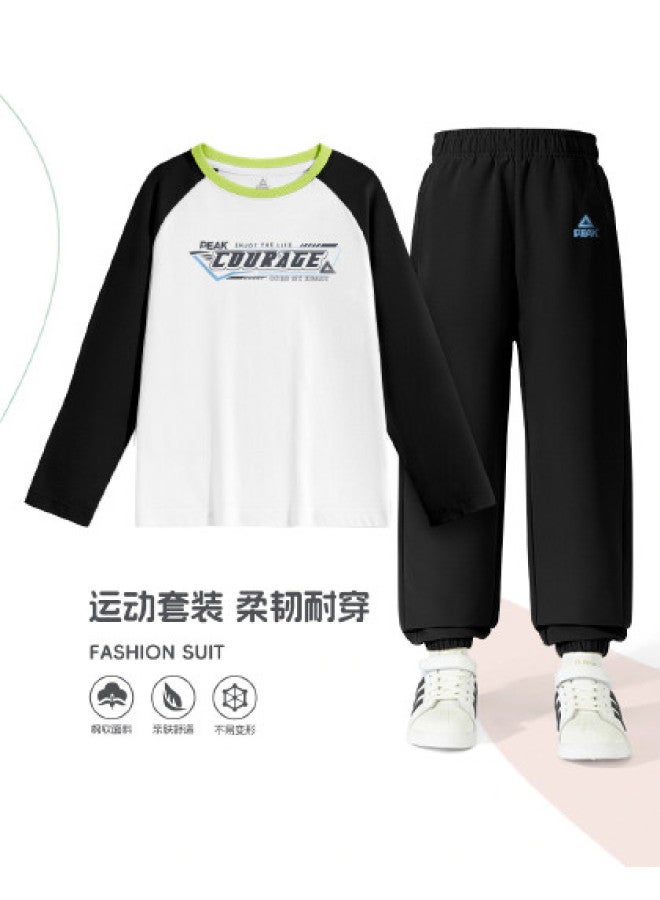 PEAK Children's Trendy Two-piece Set, Autumn Outfits For Boys, New Long-sleeve Woven Pants, Mid-sized Kids' Outdoor Sportswear Set - Image 1