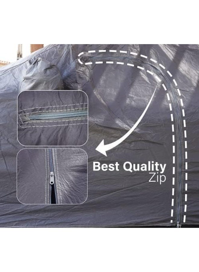 2 Layer Car Cover with PVC Outer Layer and Cotton Inner Lining, Full Vehicle Protection from Rain Sun Dust and Light Scratches with 2 Year Authorized Warranty - Image 5