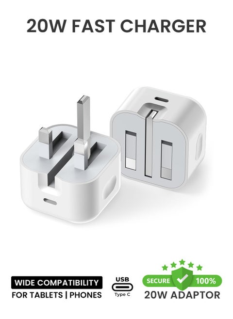 20W Type-C PD Fast Charger | USB-C Power Adapter | Universal Travel Plug for Latest Smartphones & Devices – Compatible with 16 Pro Max / 16 Pro / 15 Pro Max / 14 / 13 / 12