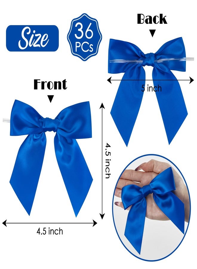 AIMUDI Royal Blue Satin Twist Tie Bows for Treat Bags 4.5" Pre-Tied Blue Bows for Gift Wrapping Blue Ribbon Bows for Crafts Premade Bows for Baby Shower Christmas Tree Wedding Decor Favor Bag- 36 PCs - Image 2
