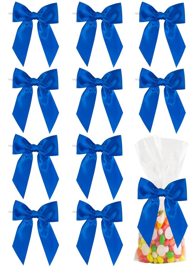 AIMUDI Royal Blue Satin Twist Tie Bows for Treat Bags 4.5" Pre-Tied Blue Bows for Gift Wrapping Blue Ribbon Bows for Crafts Premade Bows for Baby Shower Christmas Tree Wedding Decor Favor Bag- 36 PCs - Image 1