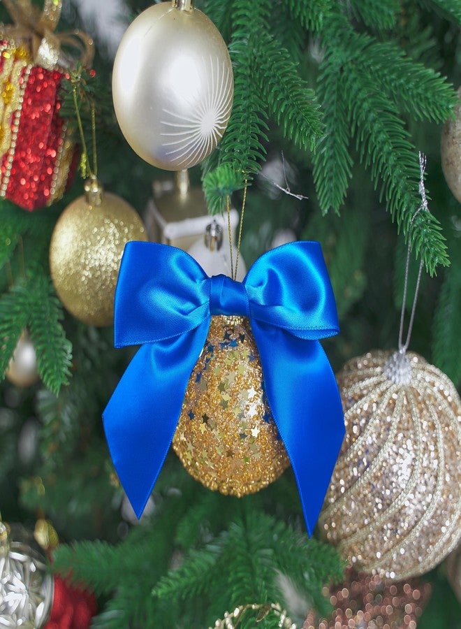 AIMUDI Royal Blue Satin Twist Tie Bows for Treat Bags 4.5" Pre-Tied Blue Bows for Gift Wrapping Blue Ribbon Bows for Crafts Premade Bows for Baby Shower Christmas Tree Wedding Decor Favor Bag- 36 PCs - Image 4