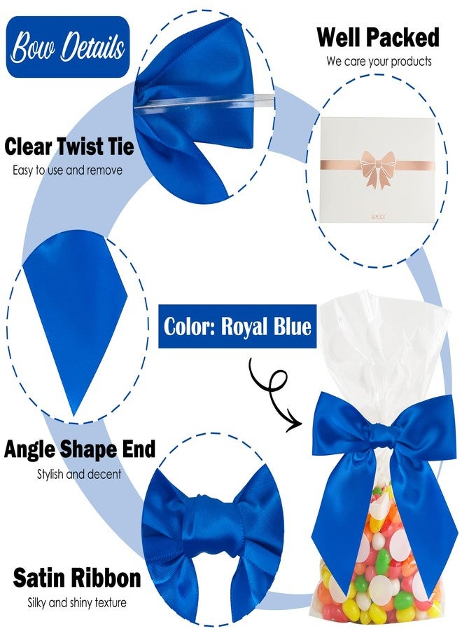 AIMUDI Royal Blue Satin Twist Tie Bows for Treat Bags 4.5" Pre-Tied Blue Bows for Gift Wrapping Blue Ribbon Bows for Crafts Premade Bows for Baby Shower Christmas Tree Wedding Decor Favor Bag- 36 PCs - Image 3