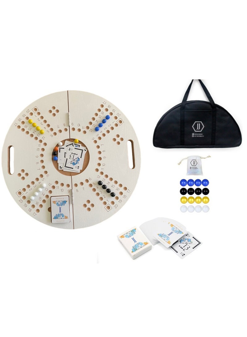 JACKAROOJOKER Jackaroo White Circle Board Game For 4 Players With Playing Cards, Marble Glass Balls, And Bag 4 Players - Image 5