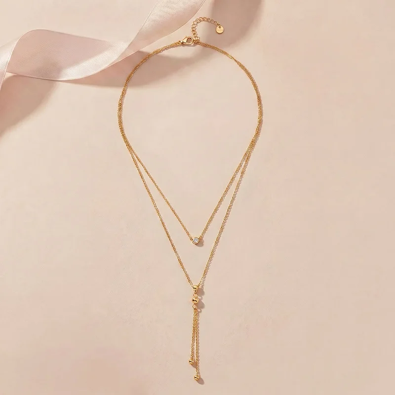 Palmonas  18K Gold Tone Plated Layered Drift Lariat Necklace For Women - Waterproof & Anti-Tarnish for Women | Best Price UAE