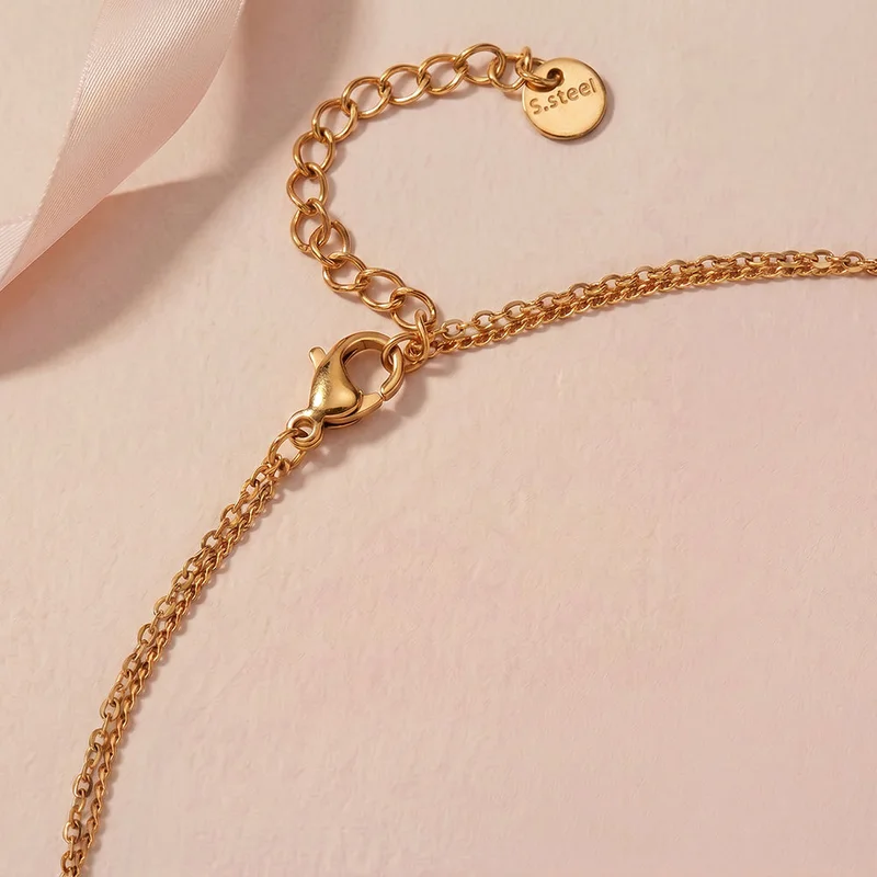 Palmonas  18K Gold Tone Plated Layered Drift Lariat Necklace For Women - Waterproof & Anti-Tarnish for Women | Best Price UAE