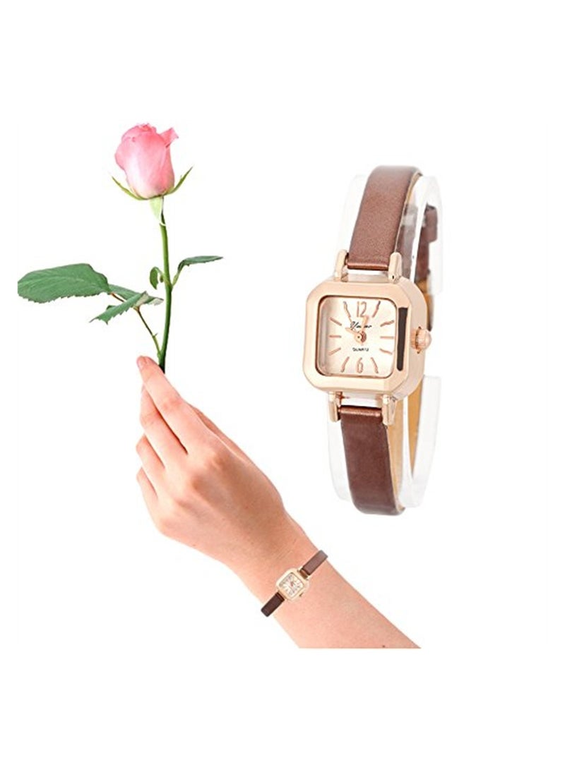 SYOSI Watches for Women, Fashionable Female Quartz Wrist Watch Analog PU Strap Wristwatch, Classic Ladies Square Watch - Image 3