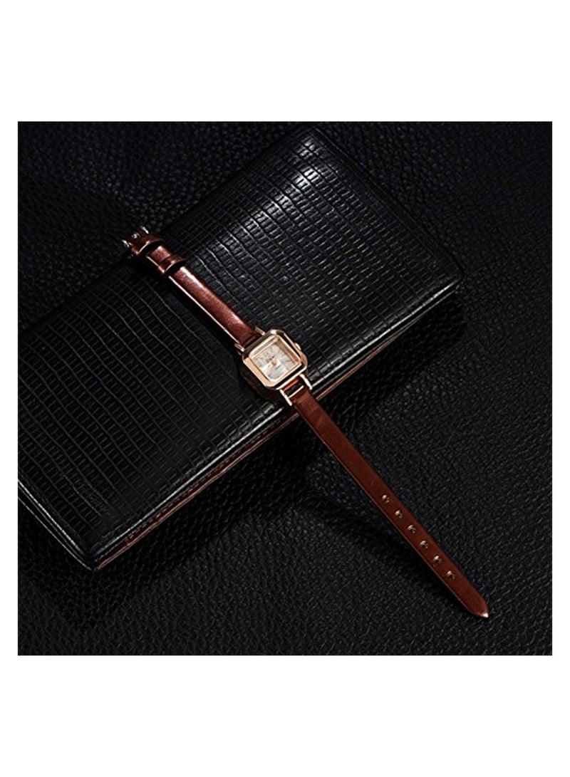 SYOSI Watches for Women, Fashionable Female Quartz Wrist Watch Analog PU Strap Wristwatch, Classic Ladies Square Watch - Image 4
