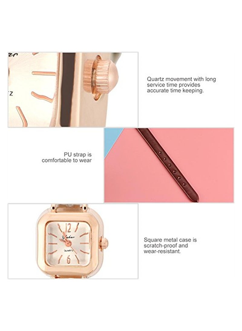 SYOSI Watches for Women, Fashionable Female Quartz Wrist Watch Analog PU Strap Wristwatch, Classic Ladies Square Watch - Image 2
