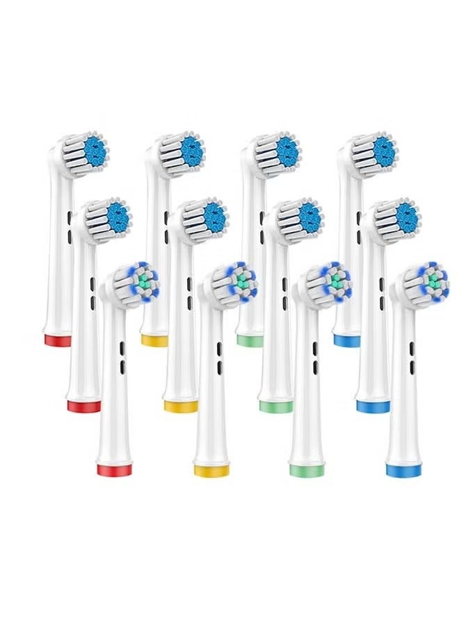 HTKCRX 12 Pcs Electric Toothbrush Replacement Head, Compatible with Oral B Braun, Extra Soft Bristles for Sensitive Clean, 8 x Soft bristle, 4 x Ultra-fine bristle - Image 1
