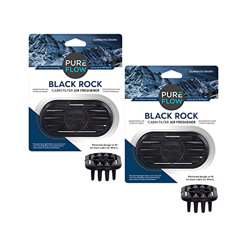 PUREFLOW Cabin Filter Air Freshener with Odor Eliminator Fits on Most Car Truck and SUV Cabin Air Filters Black Rock 2Pack - Image 1