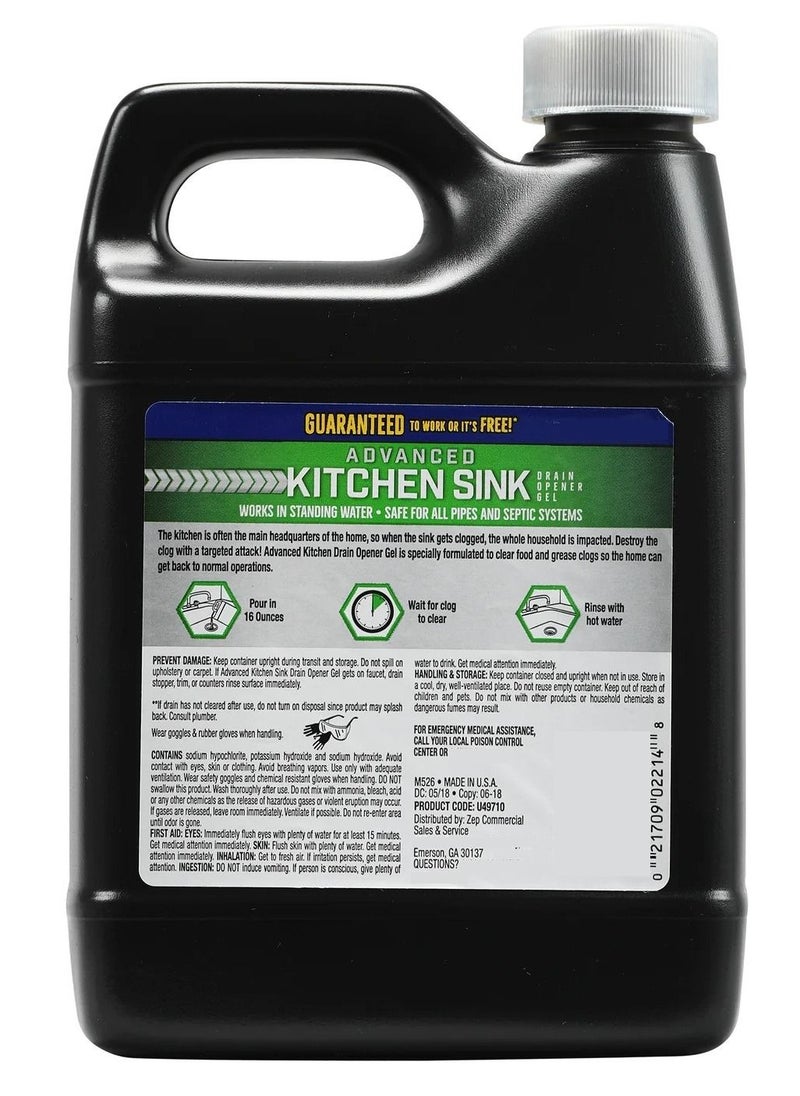 Zep Advanced Kitchen Sink Drain Opener Gel - 32 Oz.  - Image 2