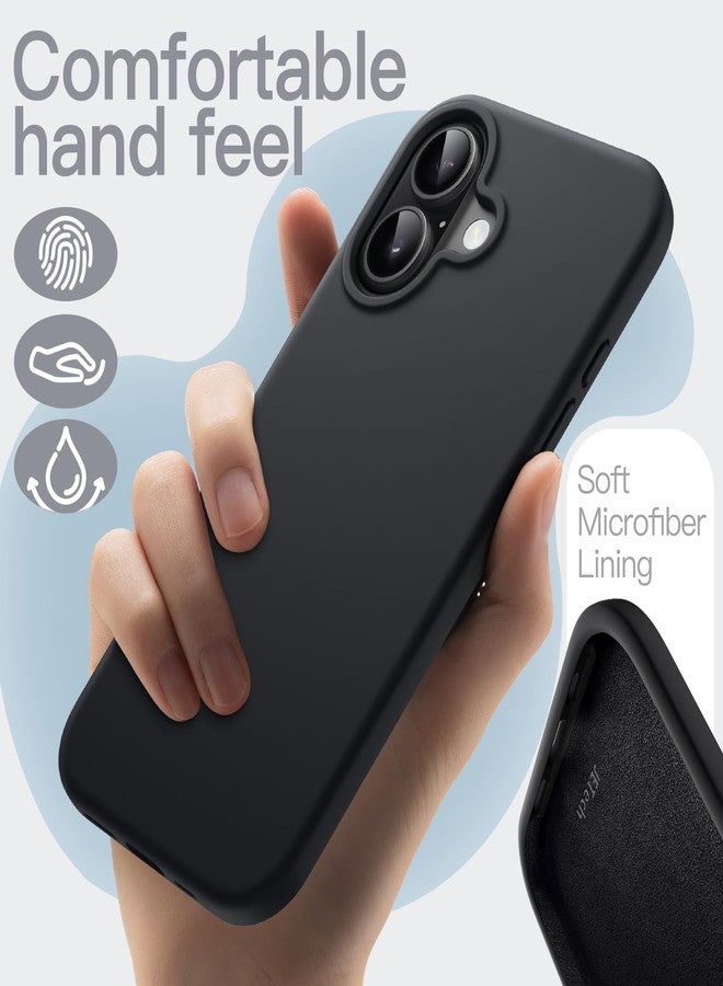 جي تيك جراب سيليكون سائل من JETech لهاتف iPhone 17 مقاس 6.3 بوصة، ملمس ناعم كالحرير، حماية كاملة للجسم، غطاء هاتف مقاوم للخدش والصدمات مع بطانة من الألياف الدقيقة (أسود) - Image 3