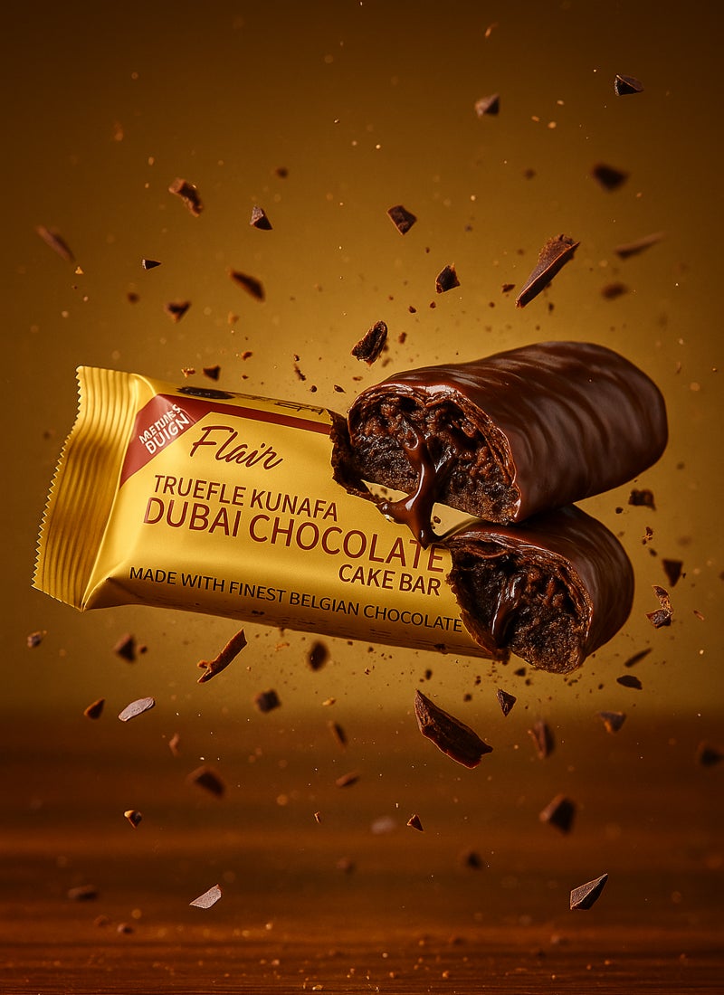 Flair Truffle Kunafa Dubai Chocolate Cake Bar 55g - Image 3