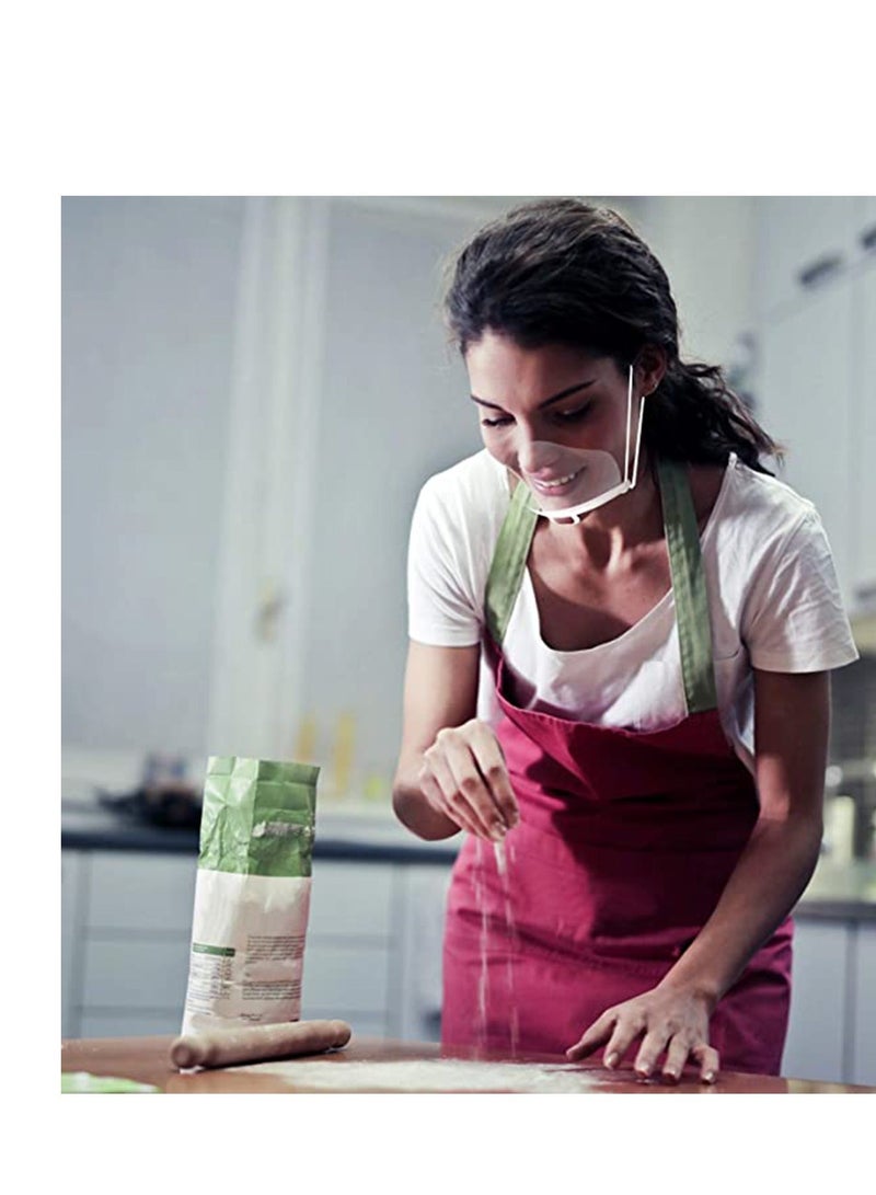 SYOSI 10 Pcs Plastic Mask, Smile Transparent Mask, Anti-Fog Sanitary,Reusable, Women's Transparent Face Guard Skin Care, for Commercial Restaurant, Hotel Waiter, Chef, Beauty Salons - Image 2