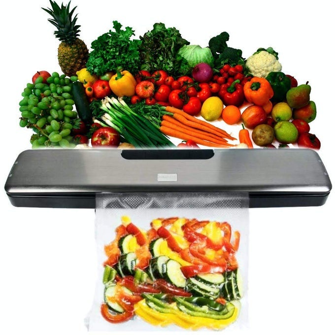 PRIME SLIM VACUUM SEALING AND PACKING MACHINE WITH 20 VACUUM STORAGE BAGS COMMERCIAL GRADE STAINLESS STEEL TOP MULTIFUNCTION SETTINGS FOR MOIST AND DRY FOOD