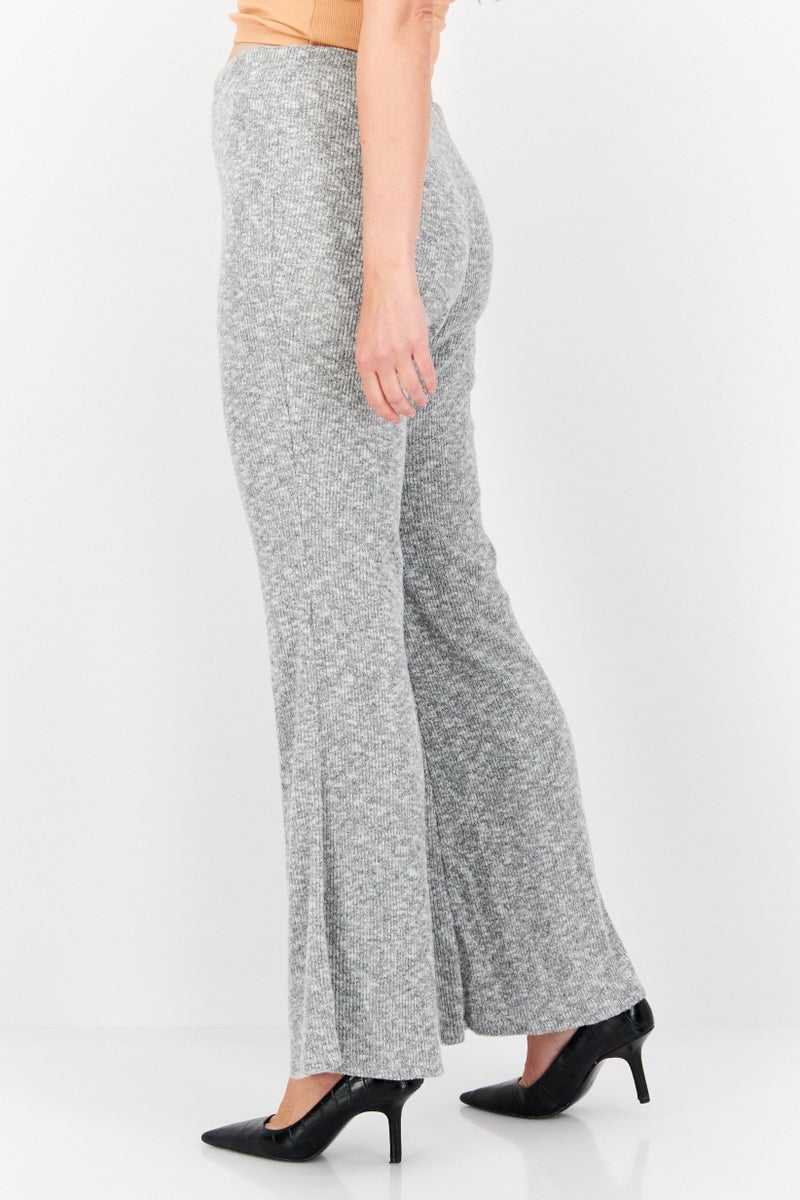 Sage The Label Women Regular Fit Knit Wide Leg Pant, Grey - Image 3