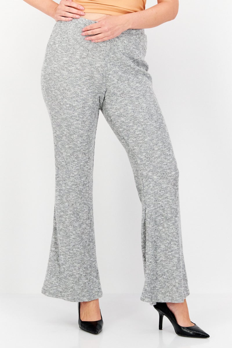 Sage The Label Women Regular Fit Knit Wide Leg Pant, Grey - Image 1