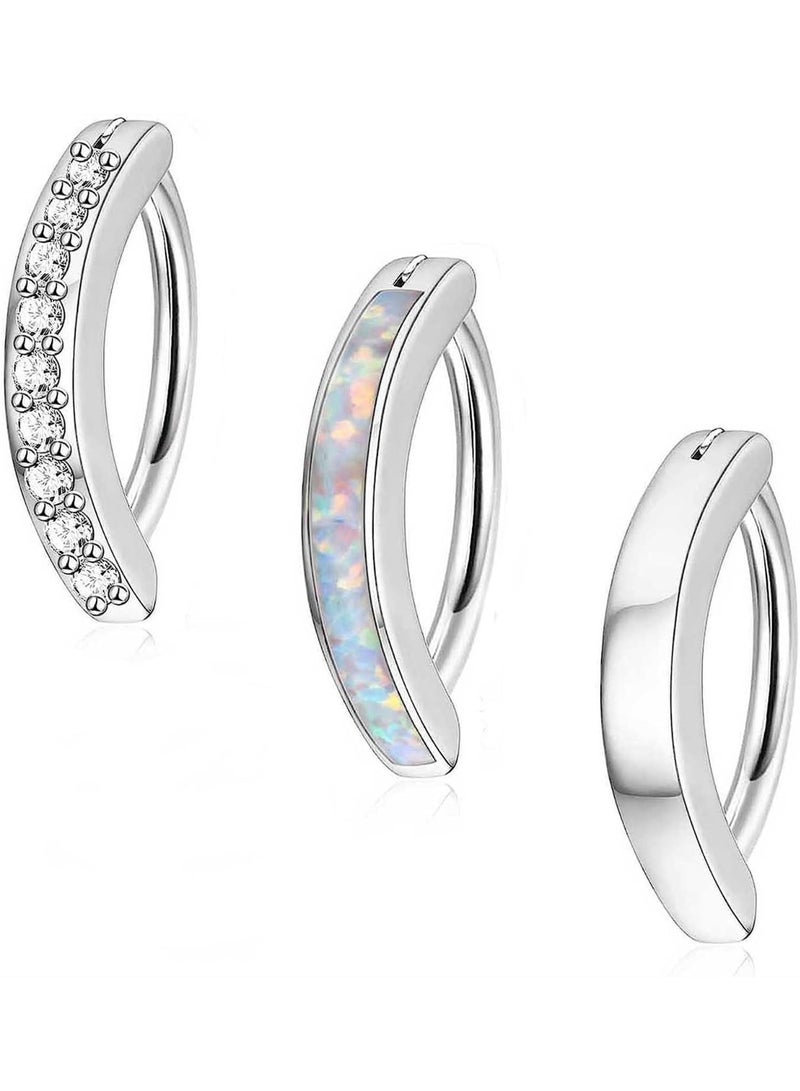 LAMAY 3PCS Women's Belly Button Ring Silver Steel Belly Button Ring Cute Small Ring Belly Button Ring Simple Reverse Belly Button Ring Body Belly Piercing Jewelry (Color : A) - Image 1