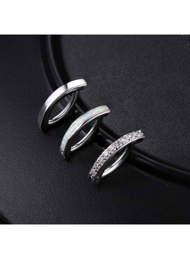 LAMAY 3PCS Women's Belly Button Ring Silver Steel Belly Button Ring Cute Small Ring Belly Button Ring Simple Reverse Belly Button Ring Body Belly Piercing Jewelry (Color : A) - Image 2