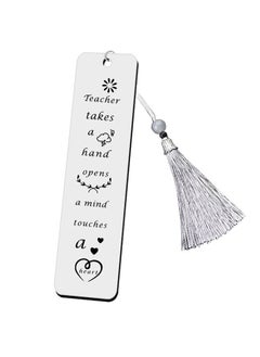Lettering Metal Bookmarks, Tassel Pendant Stainless Steel Rust Proof Bookmark, Simple Creative Birthday Gifts (Silver)