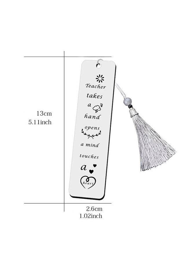 Generic - Lettering Metal Bookmarks, Tassel Pendant Stainless Steel Rust Proof Bookmark, Simple Creative Birthday Gifts (Silver) - Image 1