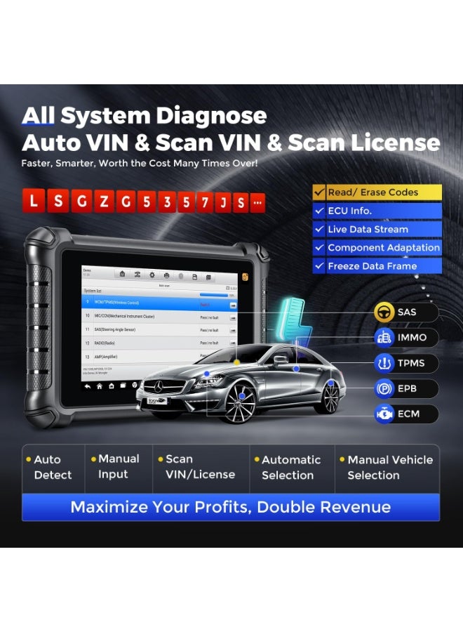 Autel MaxiCheck MX900TS, 2025 8in MX900-TS US Ver of MK900TS MK808S-TS Up of MS906TS MK900 MX900 with Bidirectional Test & TPMS Programming Relearn Retrofit, CAN FD & DOIP, 40+ Service, OS 11, FCA - Image 4