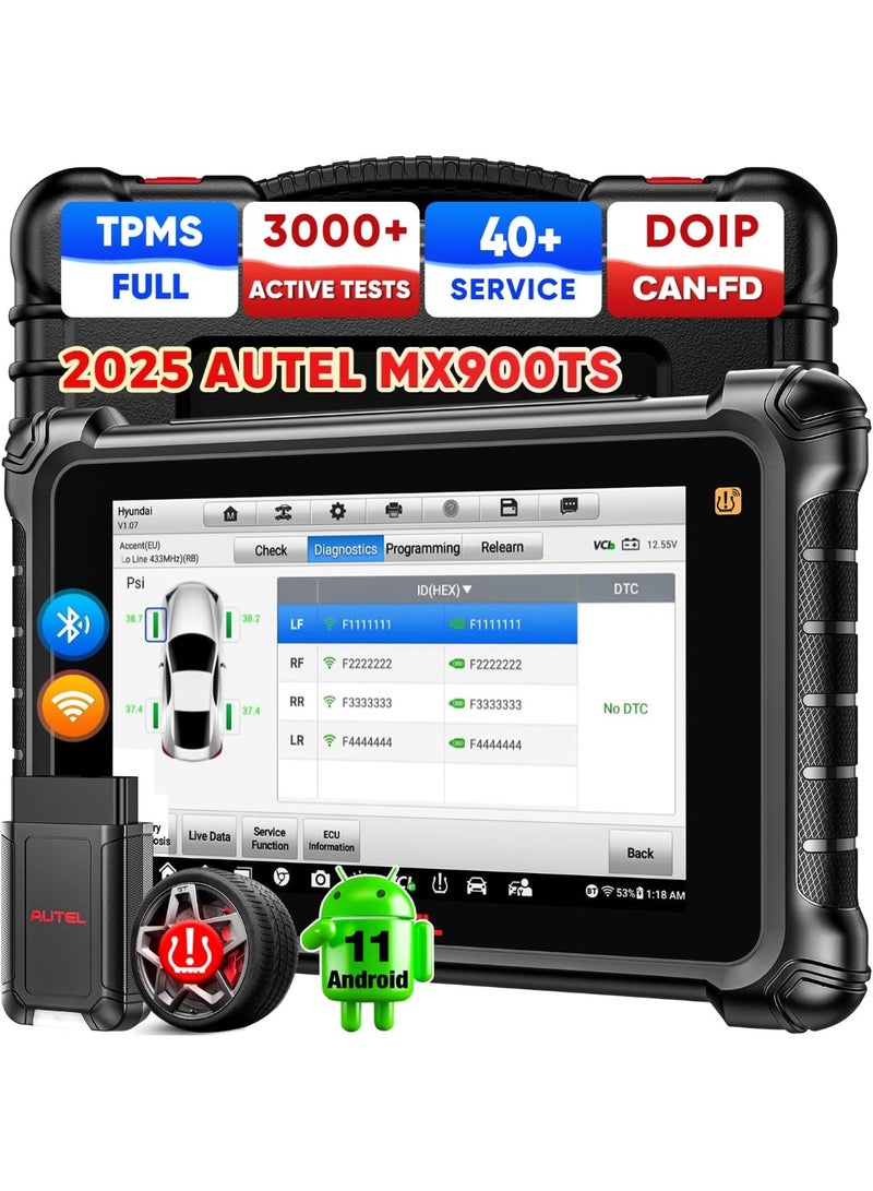 Autel MaxiCheck MX900TS, 2025 8in MX900-TS US Ver of MK900TS MK808S-TS Up of MS906TS MK900 MX900 with Bidirectional Test & TPMS Programming Relearn Retrofit, CAN FD & DOIP, 40+ Service, OS 11, FCA - Image 1