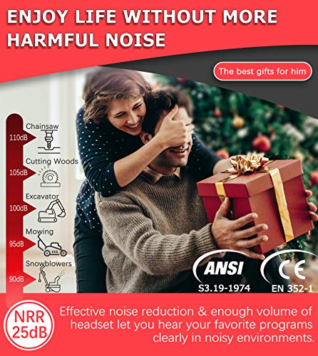 PROHEAR 037 Bluetooth 5.3 Hearing Protection Headphones with Rechargeable 1500mAh Battery, 30dB SNR Safety Noise Reduction Ear Muffs 120H Playtime for Mowing, Workshops, Snowblowing - Black - Image 4