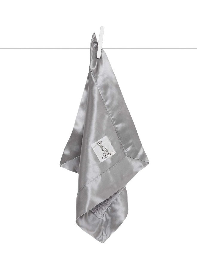 Little Giraffe Little Giraffe Chenille Satin Blanky, Silver  - Image 1