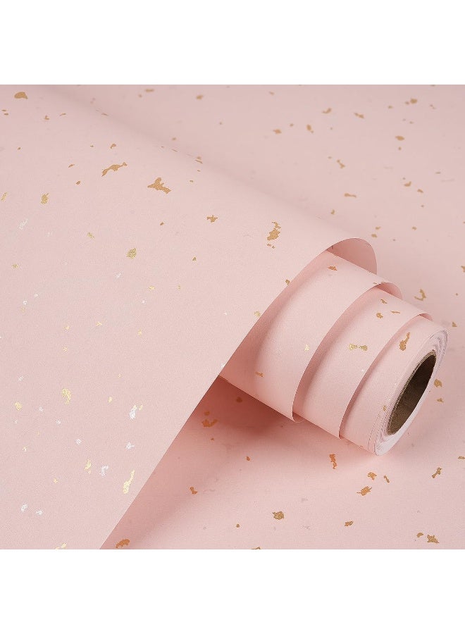 Matte Wrapping Paper Roll, 43cm X 10m Pink and Gold Birthday Gift Wrap Paper for Girls Women, Recyclable Kraft Gift Wrapping Paper for Birthday Wedding Baby Shower Valentines Holiday Party(Pink) - Image 3