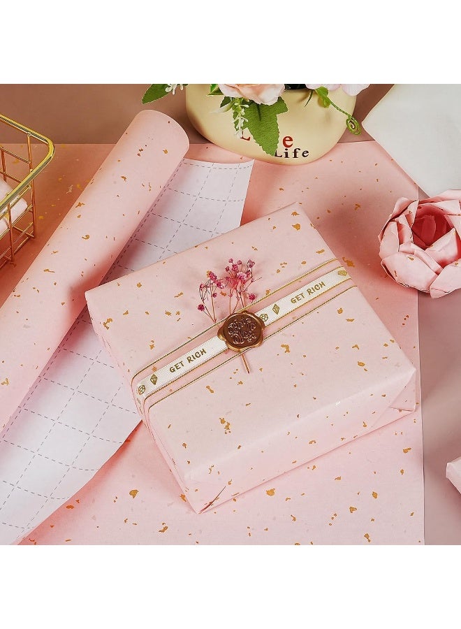 Matte Wrapping Paper Roll, 43cm X 10m Pink and Gold Birthday Gift Wrap Paper for Girls Women, Recyclable Kraft Gift Wrapping Paper for Birthday Wedding Baby Shower Valentines Holiday Party(Pink) - Image 2