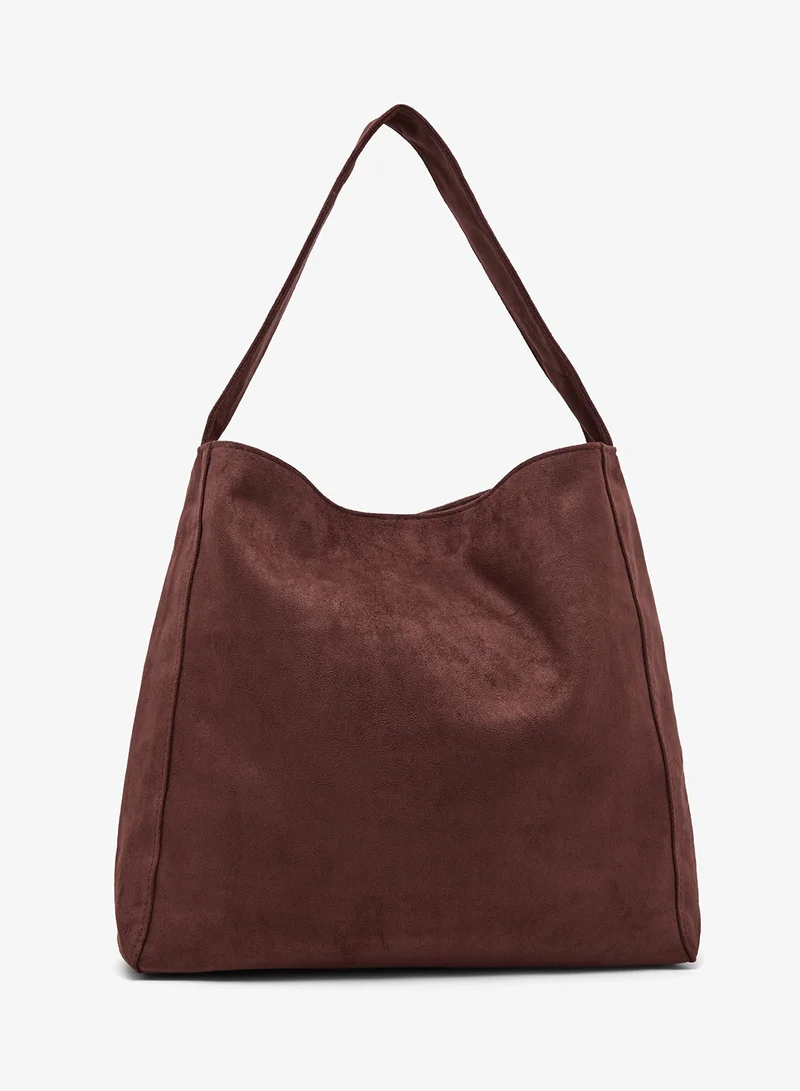 Ginger Suede Slouch Tote Bag in Brown