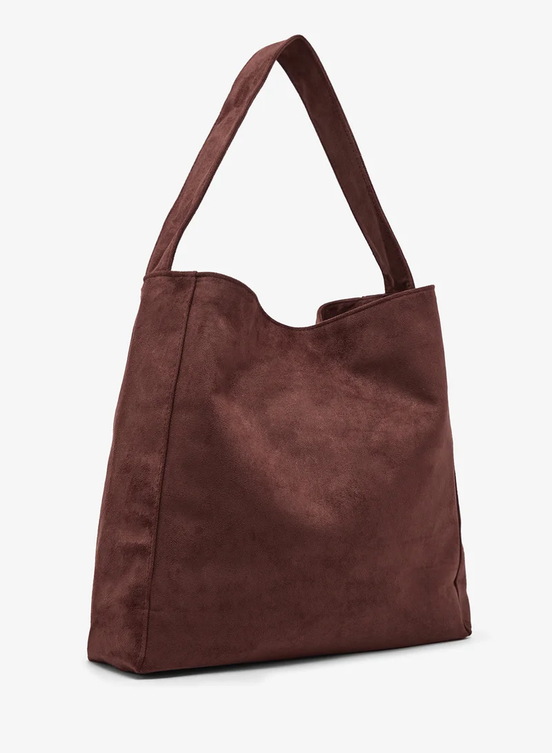 Ginger Suede Slouch Tote Bag in Brown