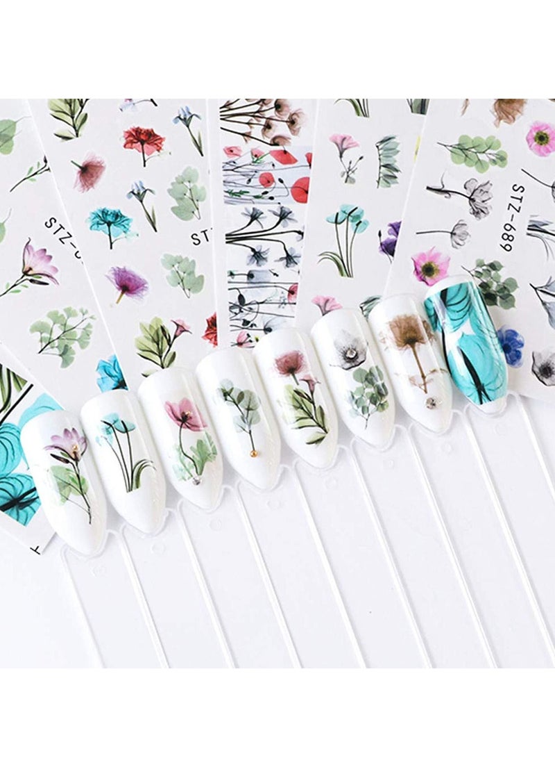 SYOSI Nail Stickers for Art Flowers Butterfly Water Transfer Decals Decorations for Supply Watermark DIY Colorful Foils for Nails Design Manicure Tips - Image 3