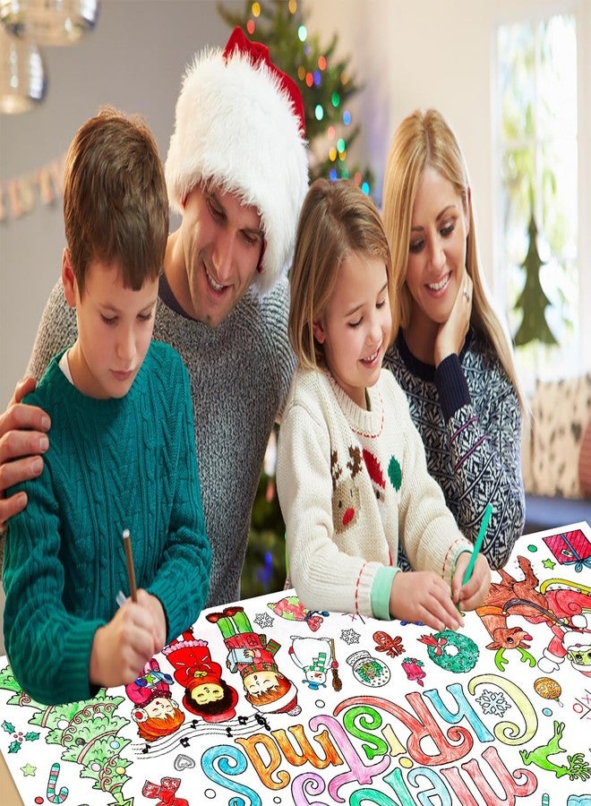 سيكوهوم ملصق تلوين عملاق لعيد الميلاد من سيكوهوم - مفرش طاولة تلوين للأطفال 35 × 54، زينة عيد ميلاد مجيد للاستخدام مرة واحدة، فنون وحرف يدوية للمدرسة، أنشطة شتوية، لوازم حفلات - ملائكة - Image 2