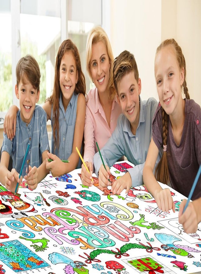 سيكوهوم ملصق تلوين عملاق لعيد الميلاد من سيكوهوم - مفرش طاولة تلوين للأطفال 35 × 54، زينة عيد ميلاد مجيد للاستخدام مرة واحدة، فنون وحرف يدوية للمدرسة، أنشطة شتوية، لوازم حفلات - ملائكة - Image 3