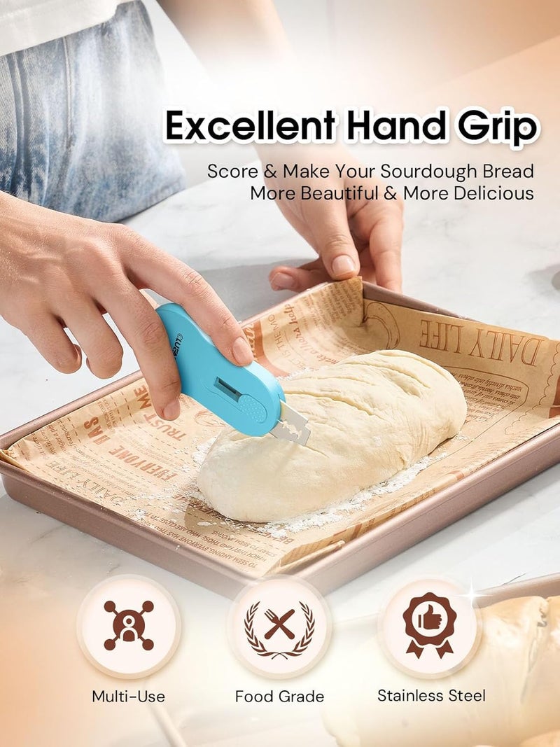 CLUEAPOP Bread Lame for Dough Scoring, Magnetic & Reusable Bread Lame Dough Scoring Tool, Anti-Slip Handle with Long Retractable Razor Blades, Sourdough Scoring Tool for Bread Making - Image 2