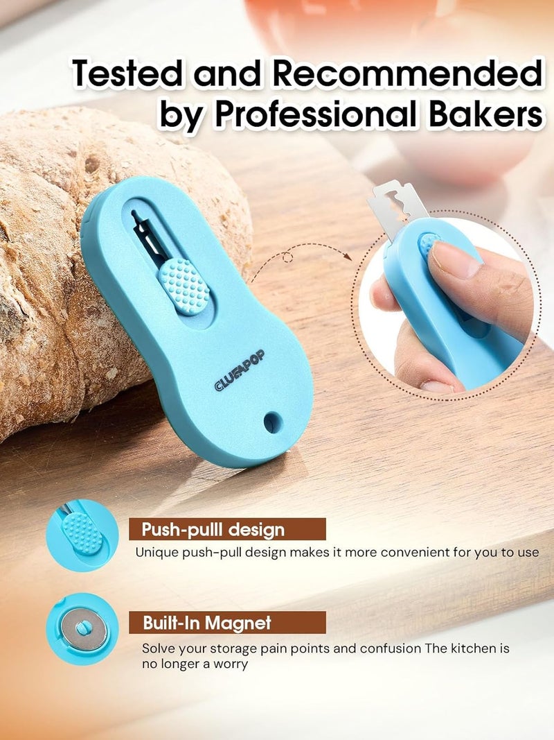 CLUEAPOP Bread Lame for Dough Scoring, Magnetic & Reusable Bread Lame Dough Scoring Tool, Anti-Slip Handle with Long Retractable Razor Blades, Sourdough Scoring Tool for Bread Making - Image 4