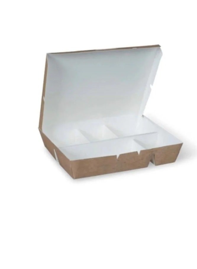 Rectangular Kraft Food Boxes with 5 Compartments (20 pcs)