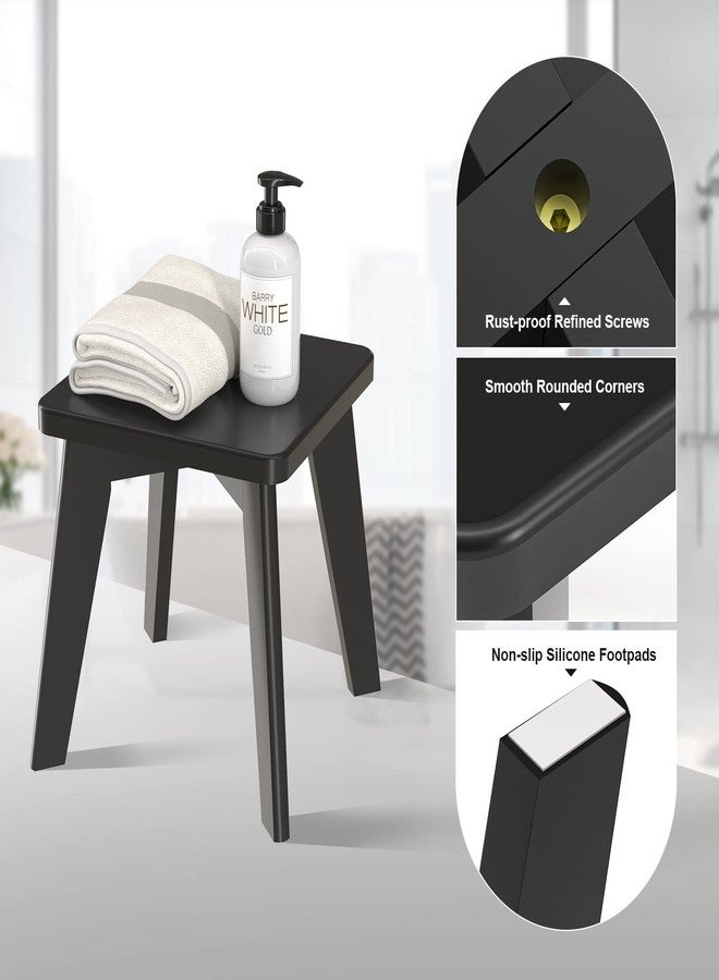 Bamsanritz Small Step Stool for Kids, Black Wooden Foot Rest for Shaving Legs, 10" High Non Slip Short Stool for Bathroom, Bedroom, Kitchen - Image 5