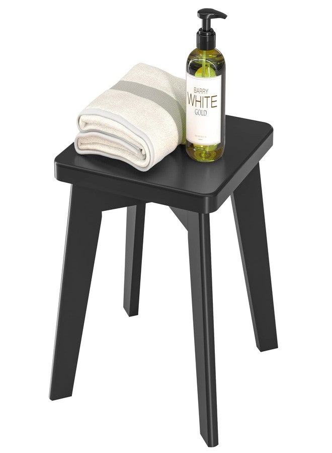 Bamsanritz Small Step Stool for Kids, Black Wooden Foot Rest for Shaving Legs, 10" High Non Slip Short Stool for Bathroom, Bedroom, Kitchen - Image 1
